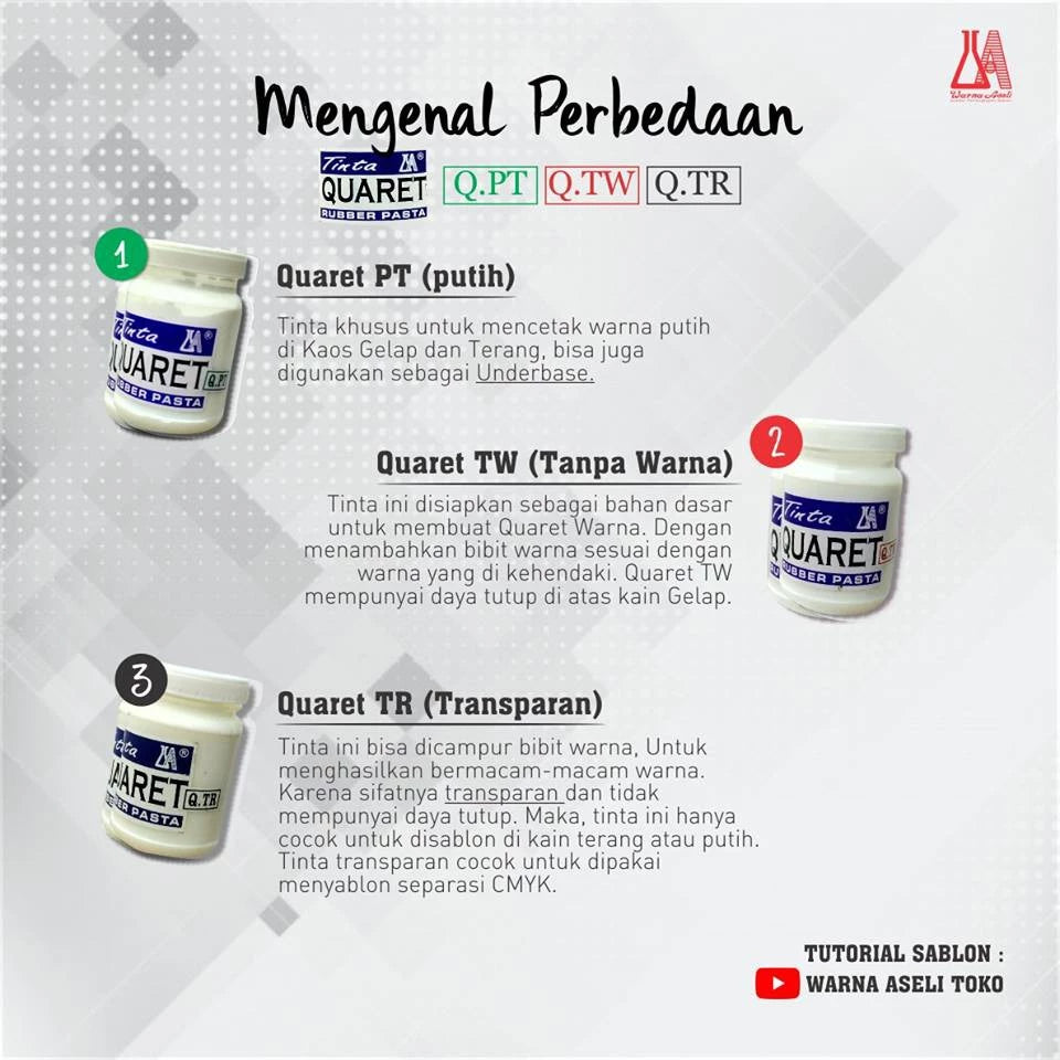 Tinta Sablon Quaret Rubber Pasta Kemasan 1 kg 1/2 kg 1/4 kg